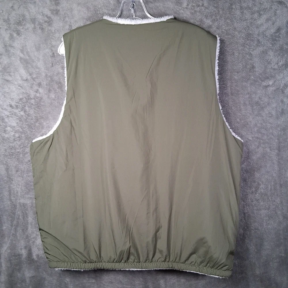 New Nike Club Reversible Winterized Vest Men XL Olive Green White Sherpa